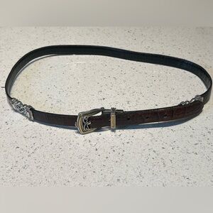 Brighton brown leather crocodile reversible belt